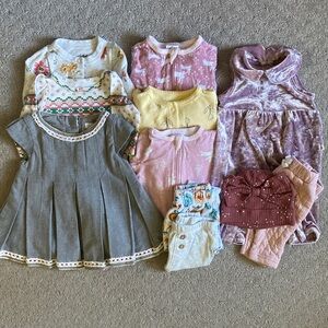 11-pc Bundle cold weather baby girl clothes, NB/0-3M.
